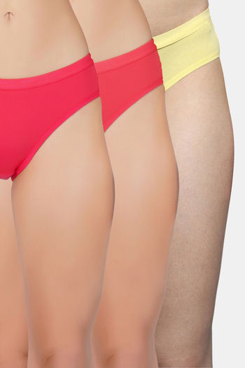 Buy Bleeding Heart Medium Rise Full Coverage Bikini Panty (Pack of 3) - Multicolor